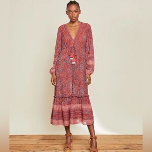 Veronica Beard Red Patterned Maxi Dress